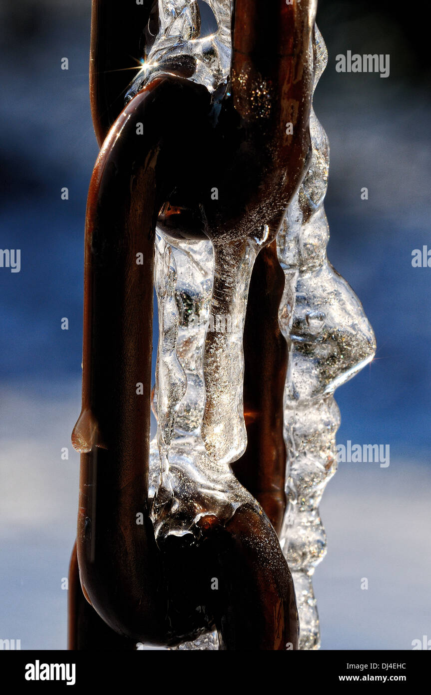 Ice on the chain Stock Photo Alamy