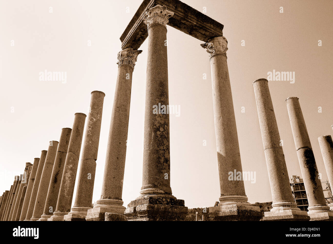 Pillars of AGORA Perge sepia Stock Photo