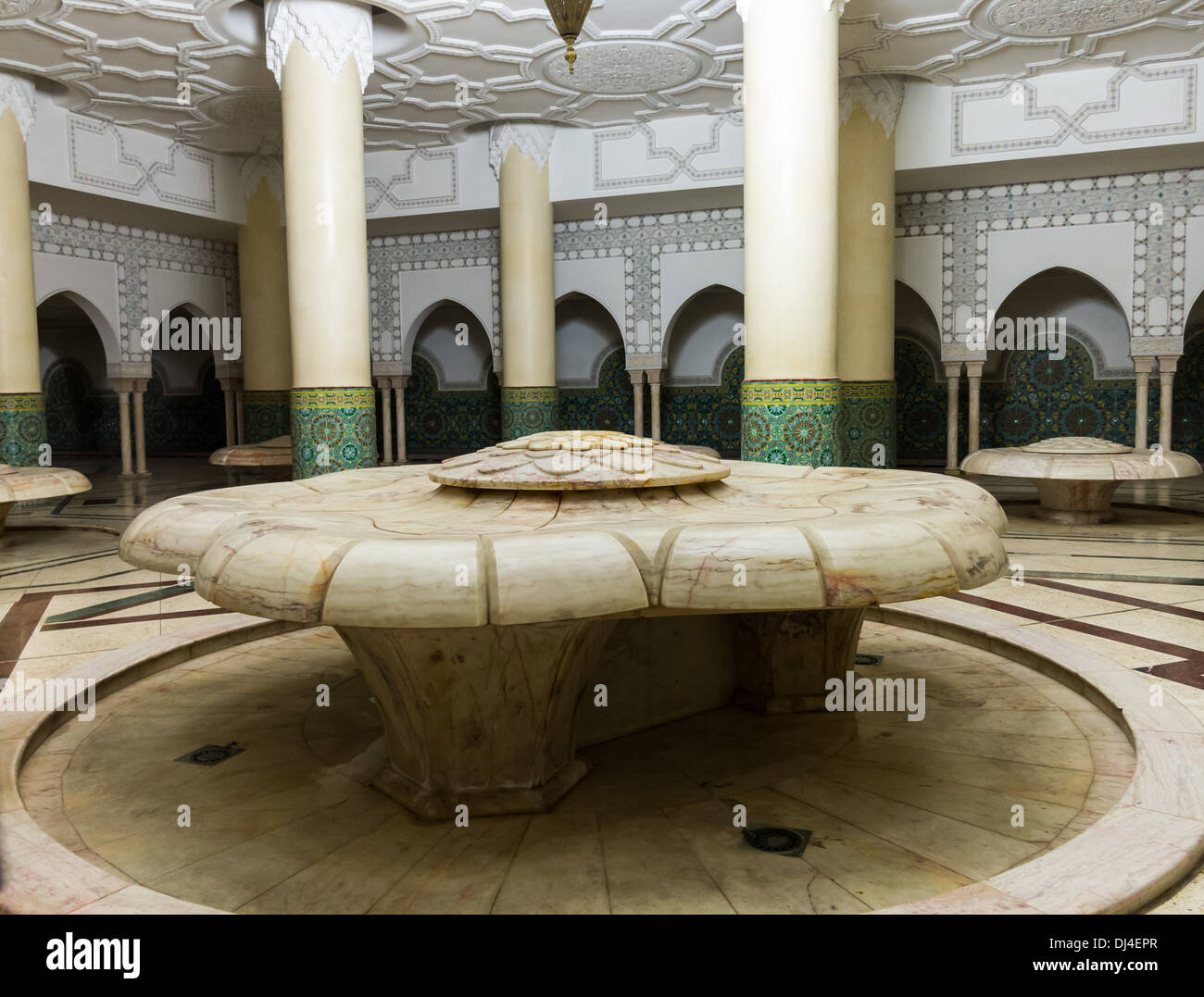 Interior of the Hassan II Mosque or Grande Mosquee Hassan II in Casablanca, the largest mosque in Morocco Stock Photo