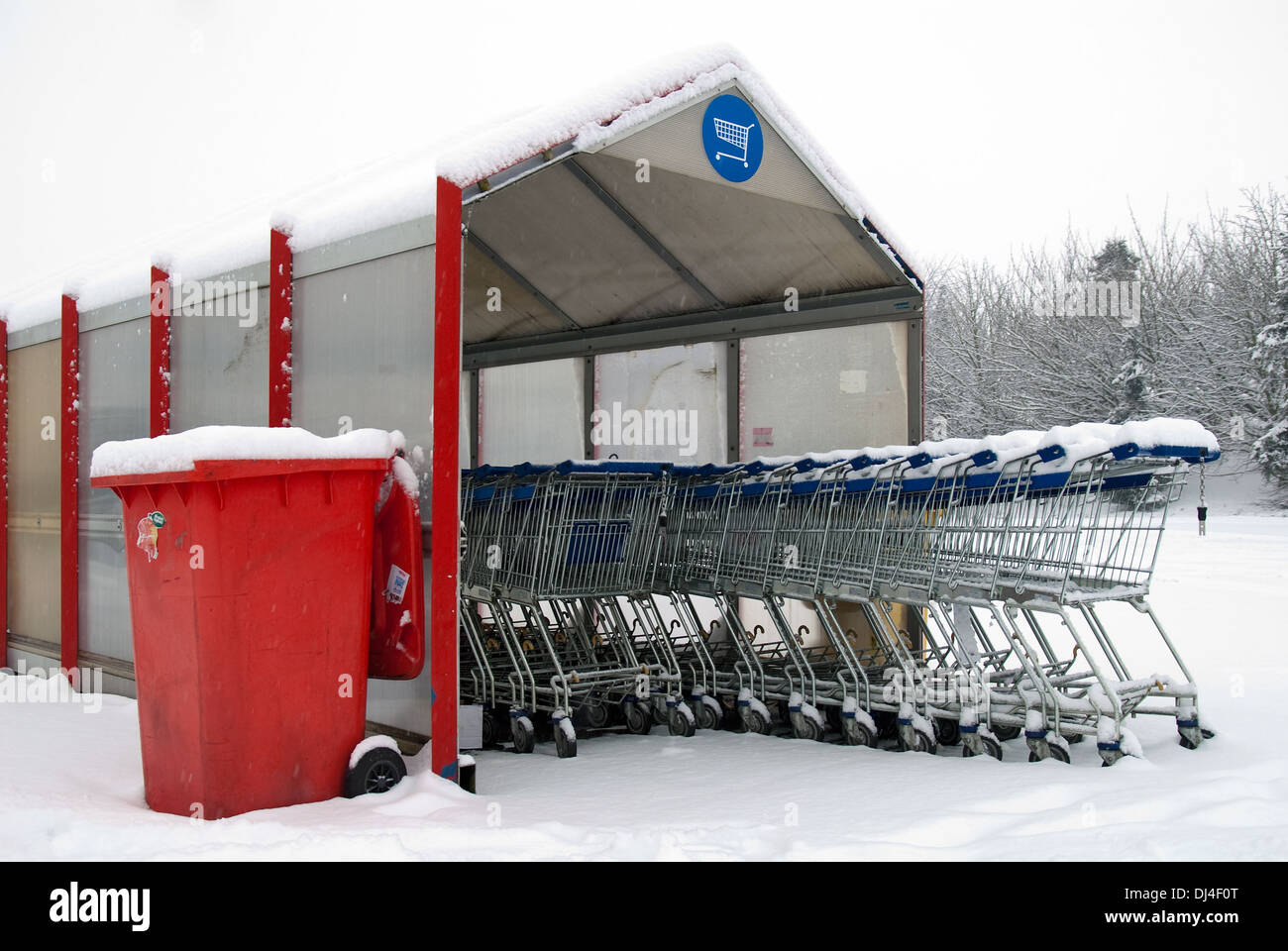 Shopping parked car in the winter Stock Photo