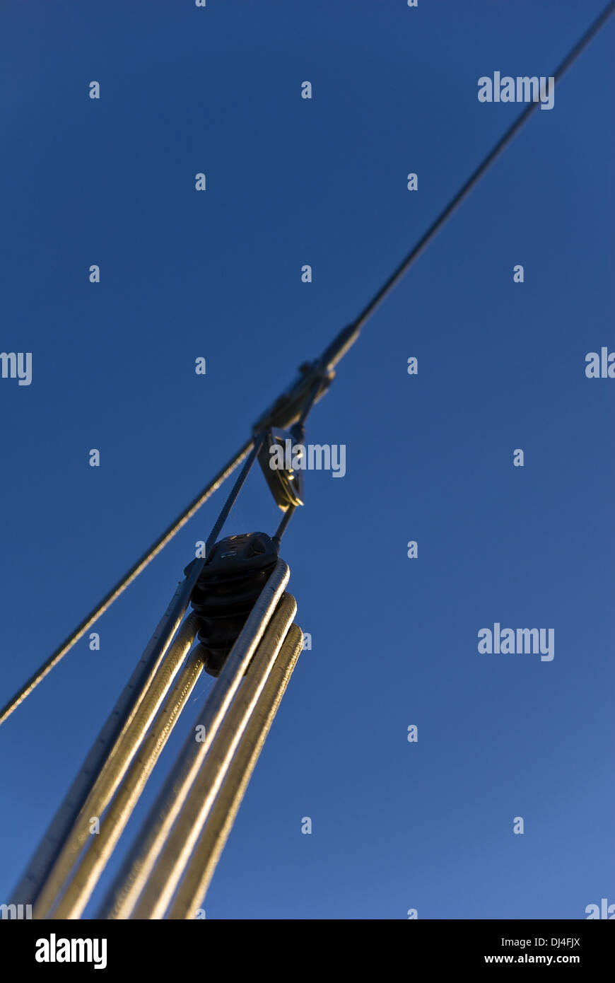 Tackle on board a sailing yacht Stock Photo