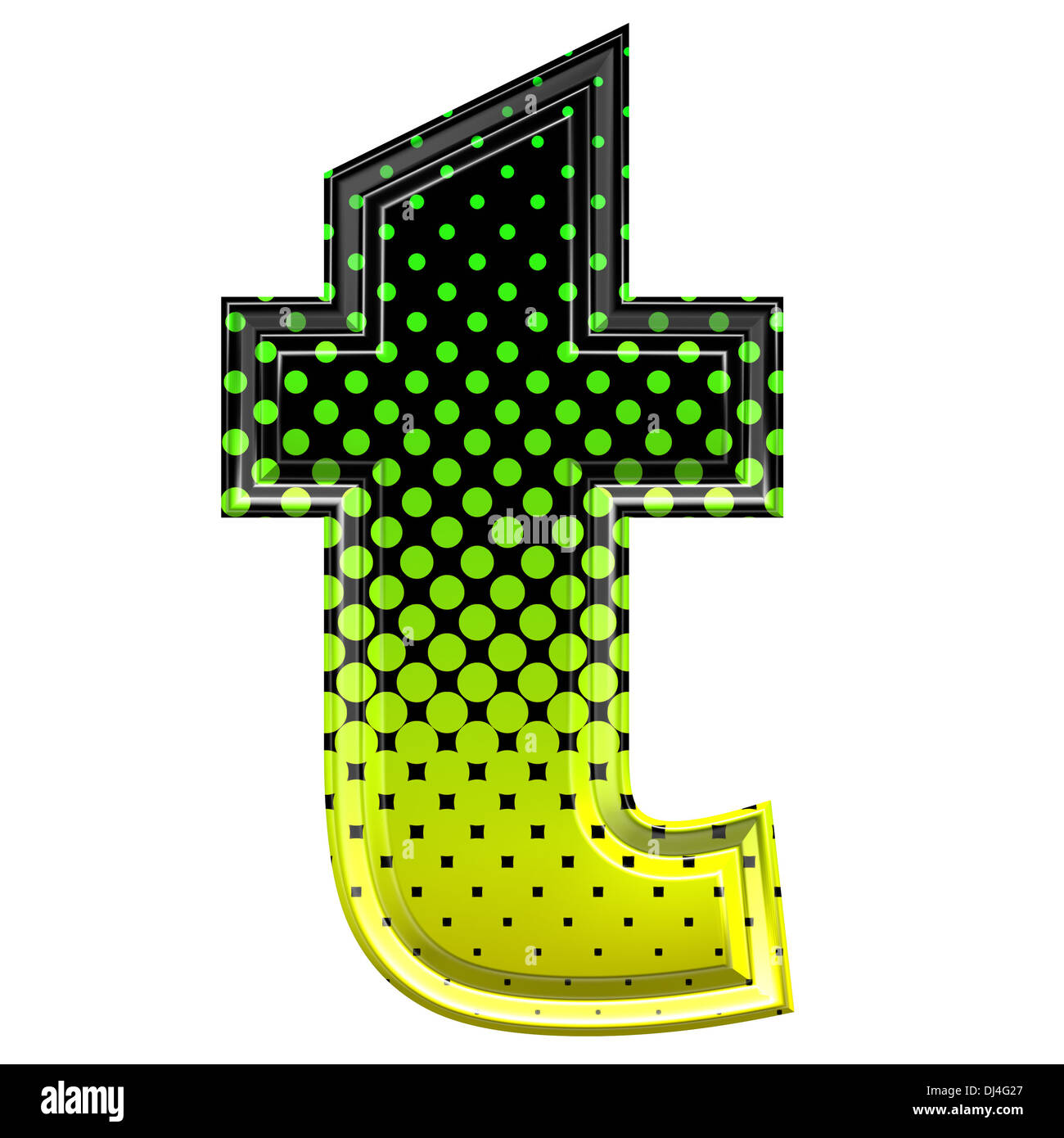 Halftone 3d lower case letter t stock photo alamy