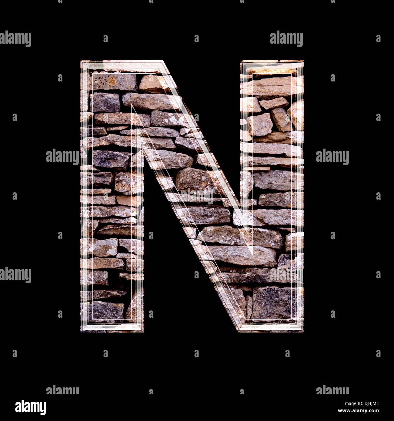 Stone wall 3d letter n Stock Photo