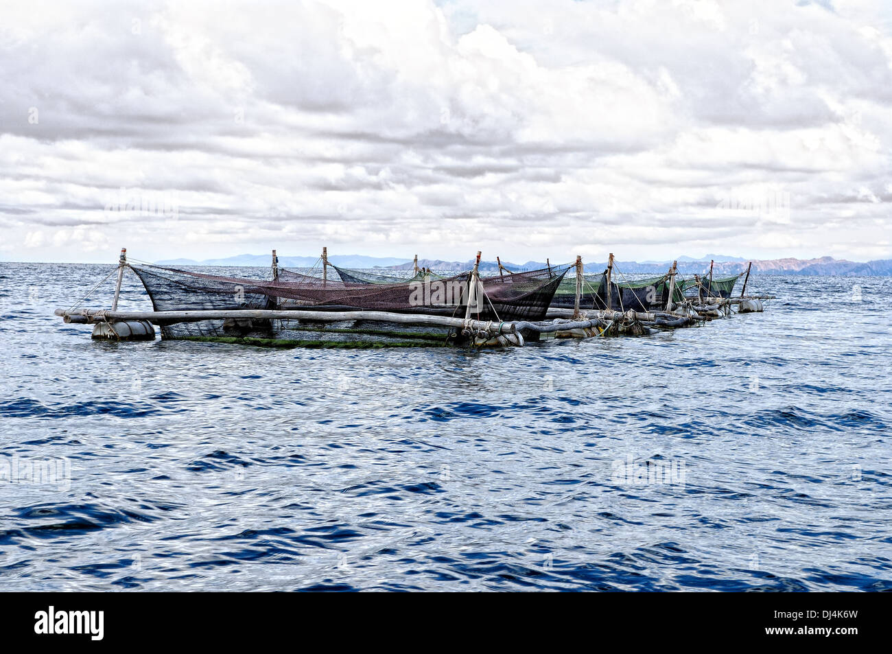 Fish farming on Lake Titicaca Stock Photo