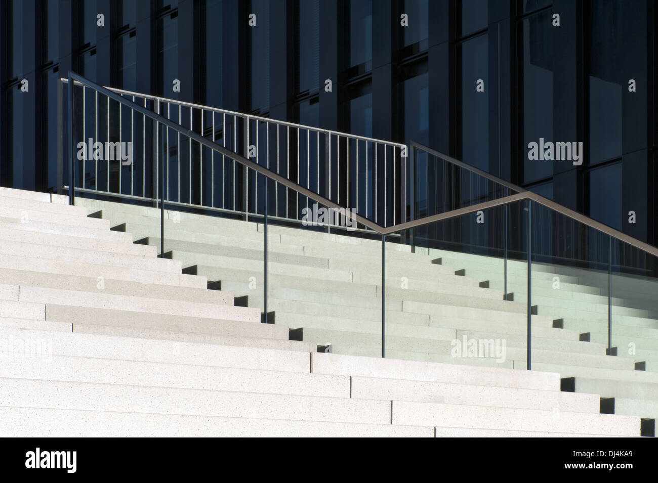 Stairs with railings in the sunlight Stock Photo
