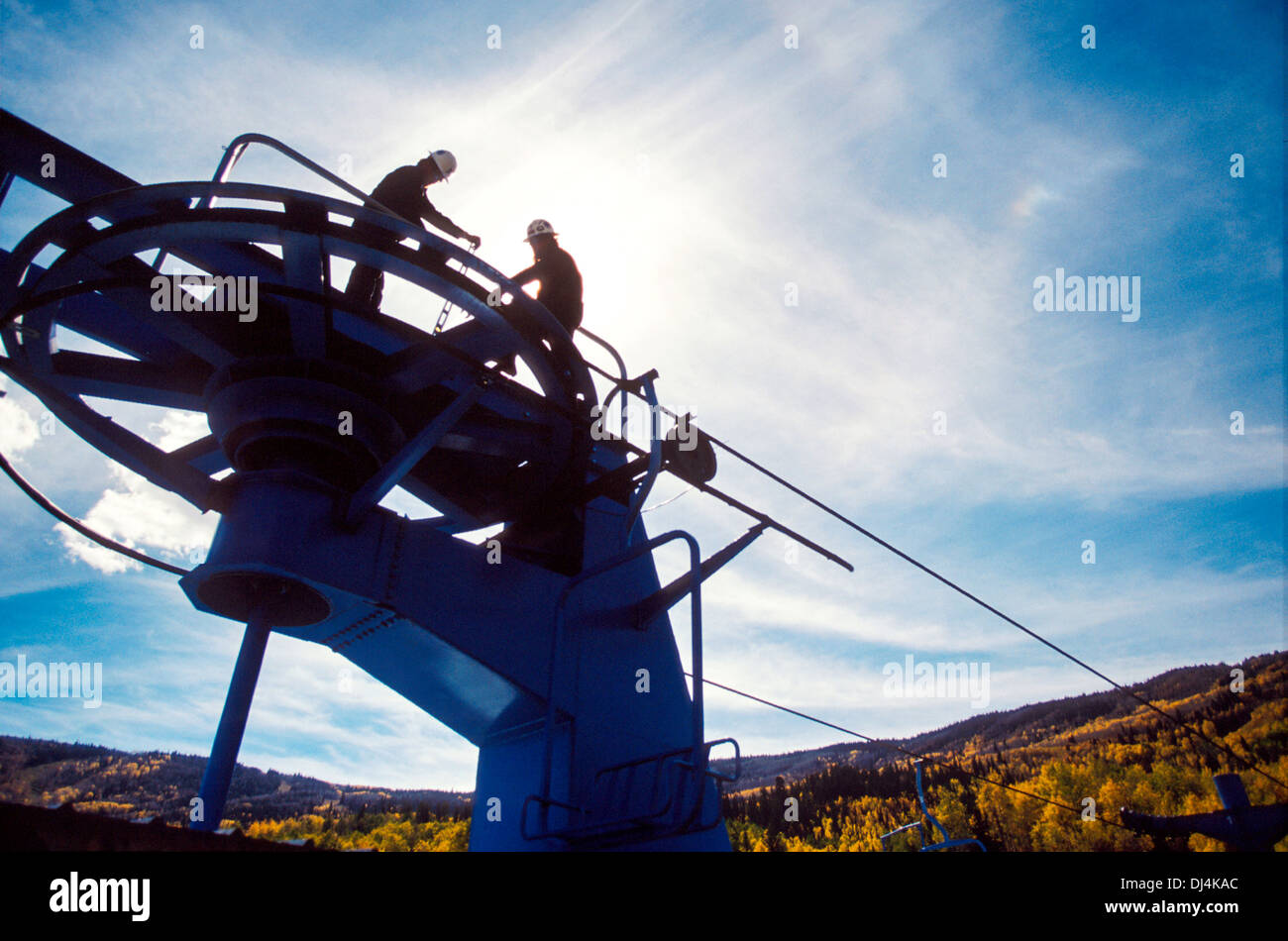 Ski Lift Repair Stock Photo Alamy