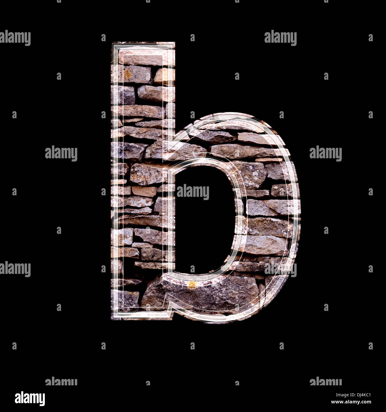 Stone wall 3d letter b Stock Photo