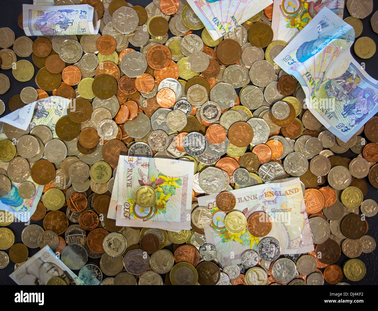 Money Stirling Coins Banknotes Donations Collections Stock Photo - Alamy