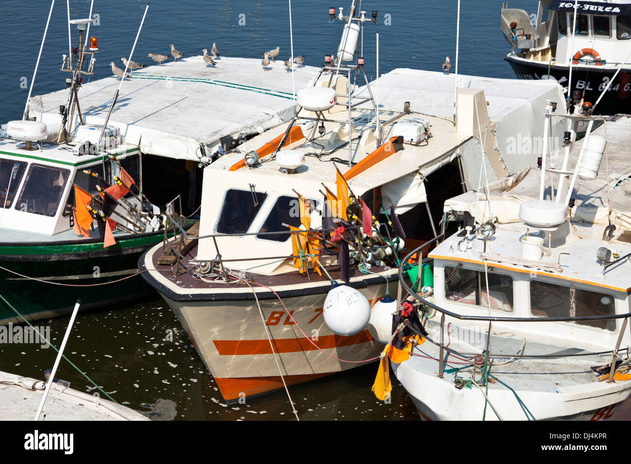 Fishing boats in the harbour at Boulogne-sur-Mer Stock Photo