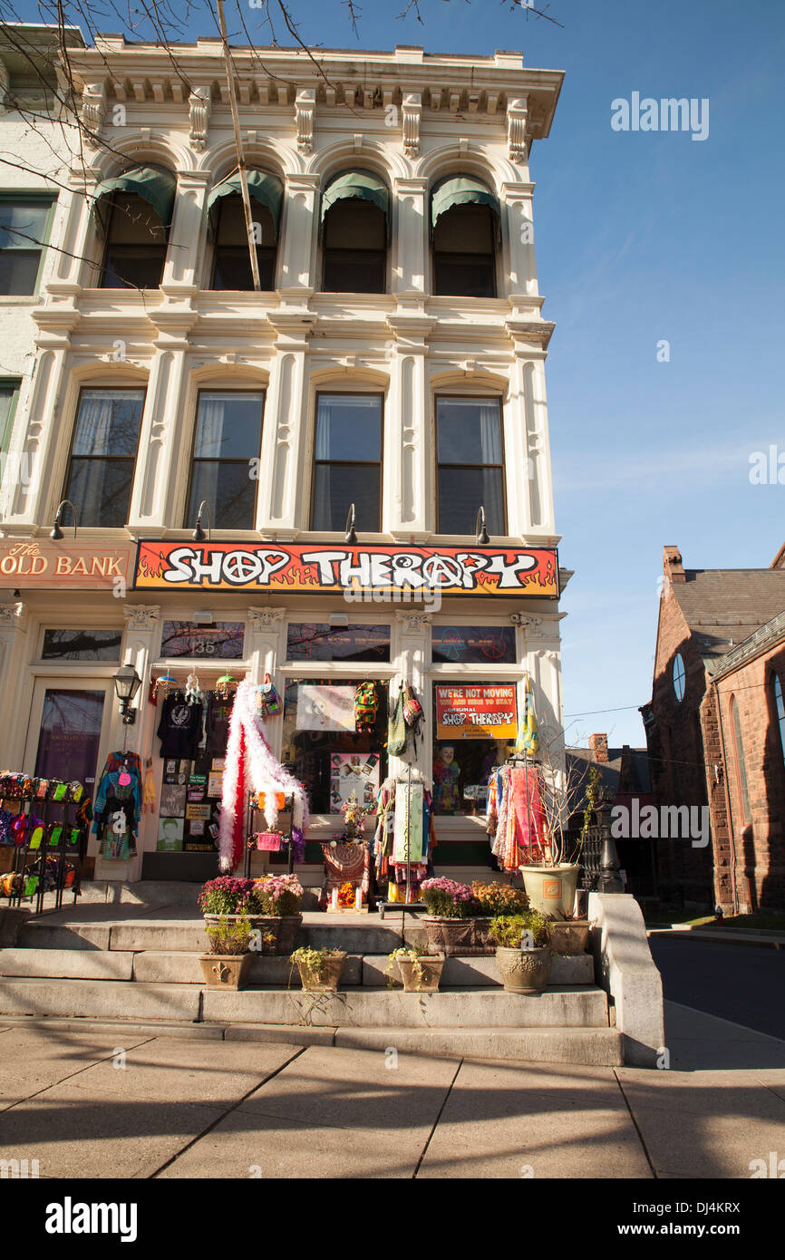 Retro hippie shop on Main Street in Northampton, Massachusetts on a