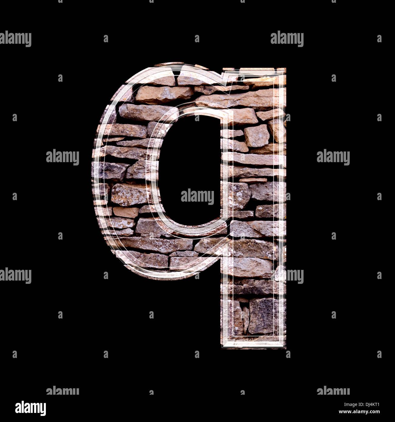 Stone wall 3d letter q Stock Photo