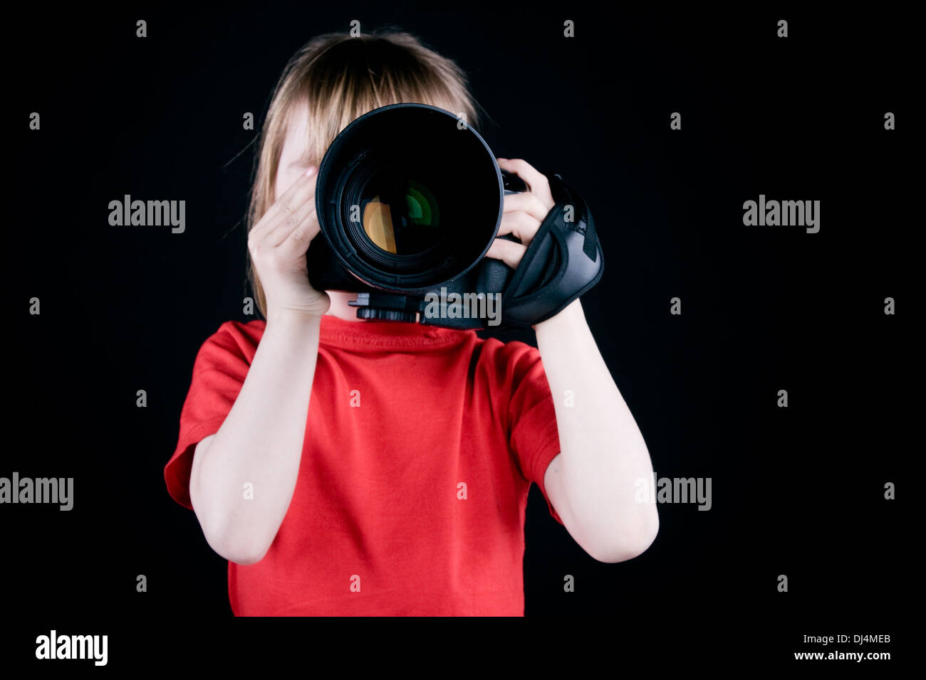 The child - photographer. Stock Photo