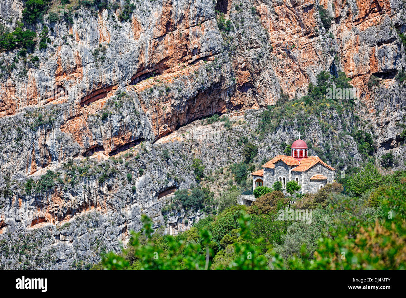Metamorfosi Chapel near Dimitsana in Arcadia, Peloponnese, Greece. Stock Photo