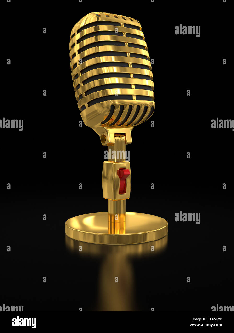 Gold Microphone (clipping path included Stock Photo Alamy