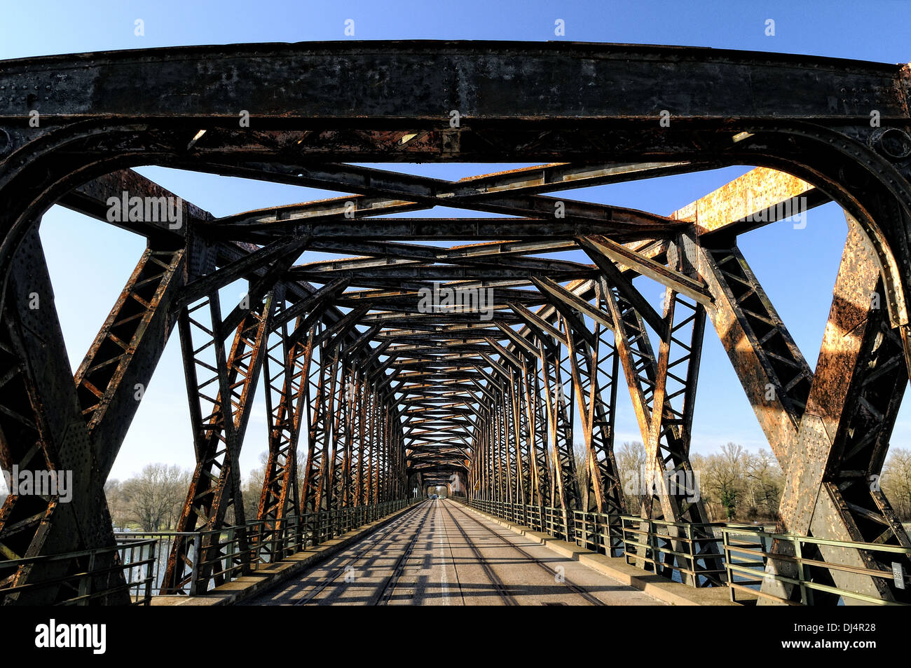 Old railway bridge Rastatt-Wintersdorf Stock Photo