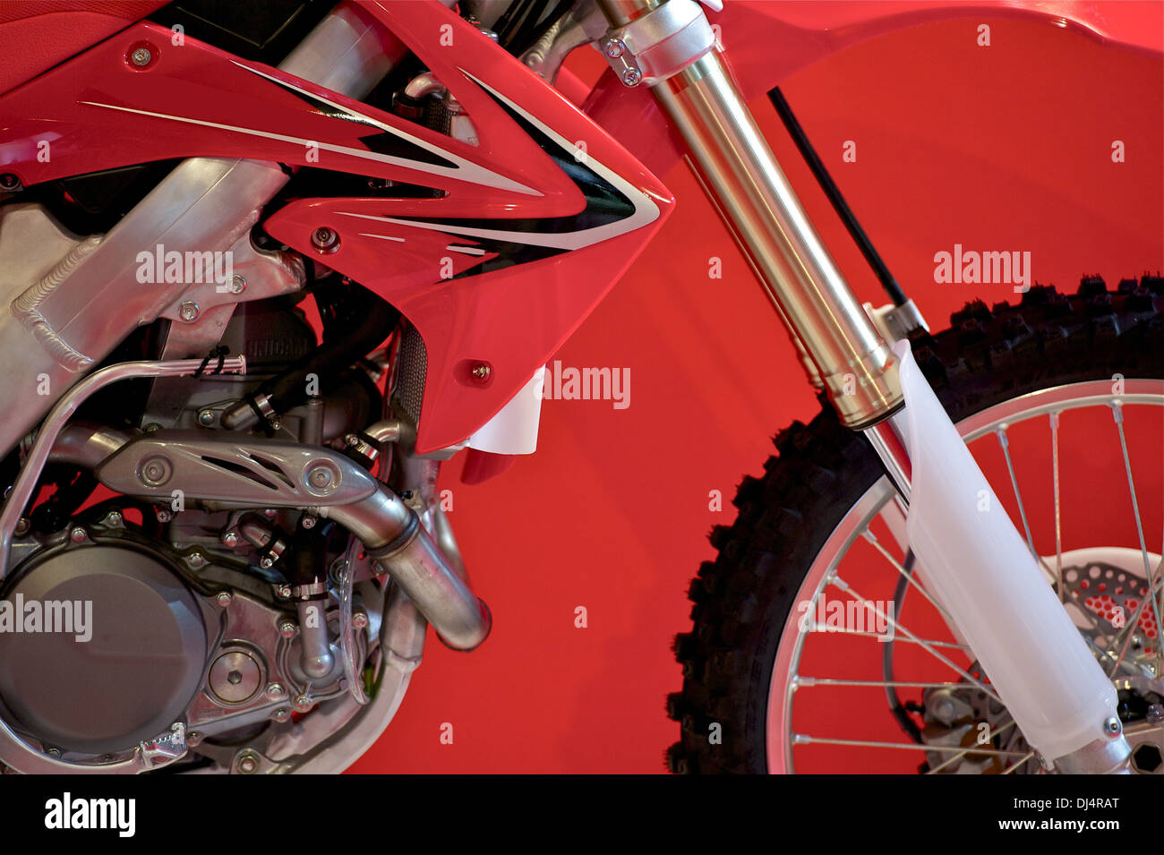 Dirt Bike Closeup. Cross Motorcycle. Transportation Photo Collection Stock Photo