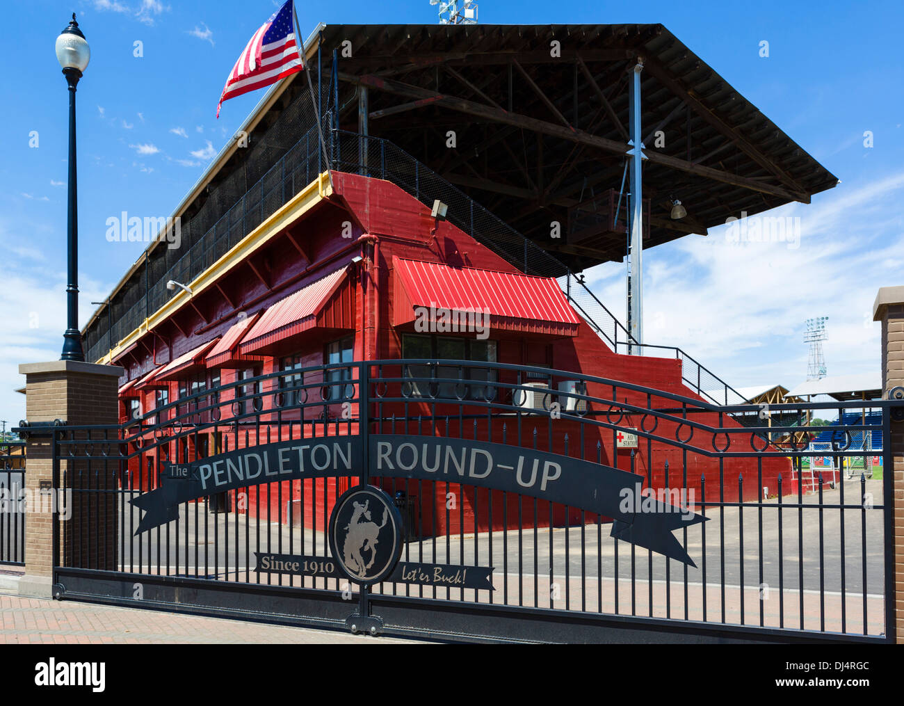 Entrance to the Pendleton Round-Up rodeo stadium, Pendleton, Oregon, USA Stock Photo