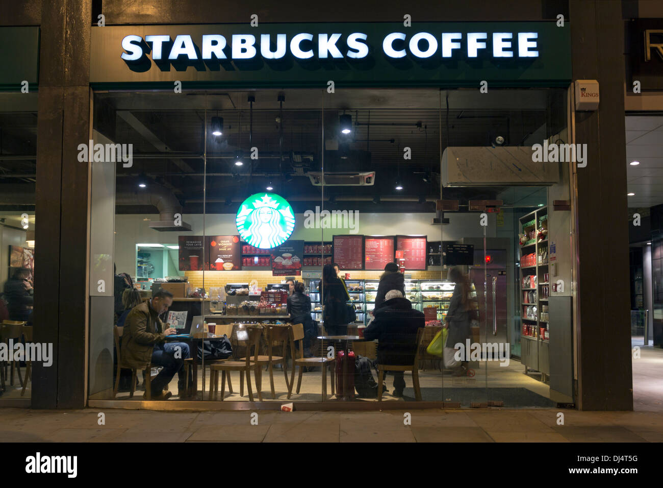 Starbucks Coffee Shop - Kings Cross - London Stock Photo