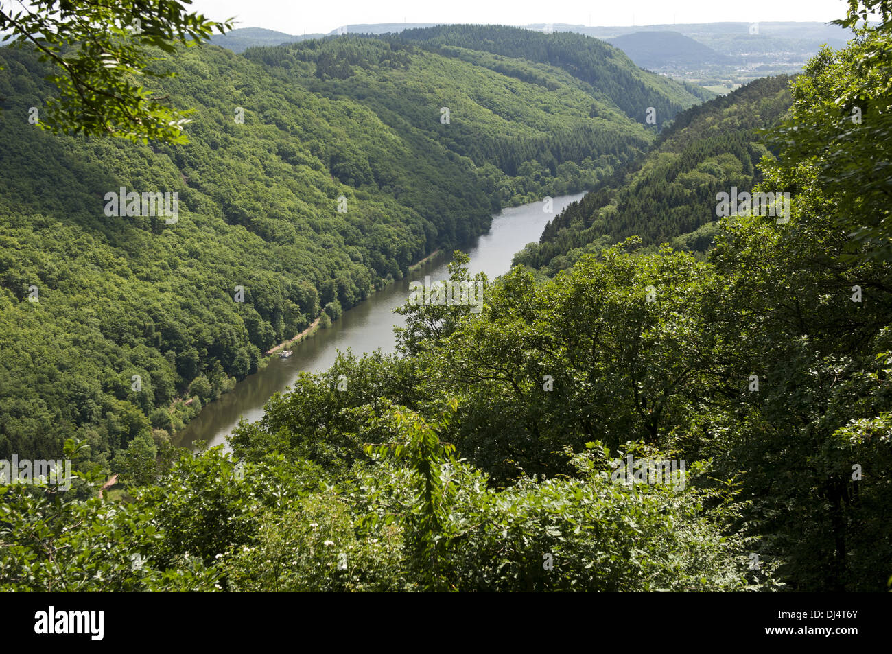 V-shaped valley of the Saar River, Mettlach Stock Photo