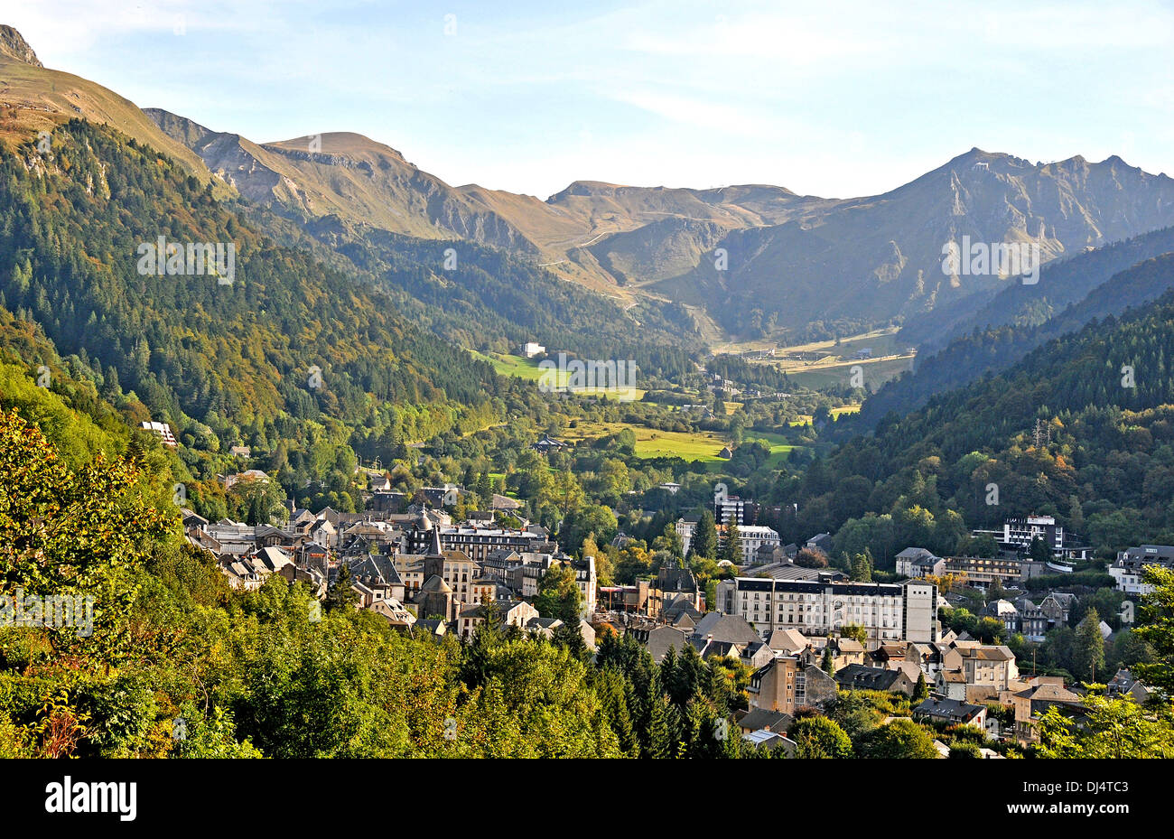Le Mont-Dore city and Sancy range Puy-de-Dome Auvergne Massif-Central France Europe Stock Photo