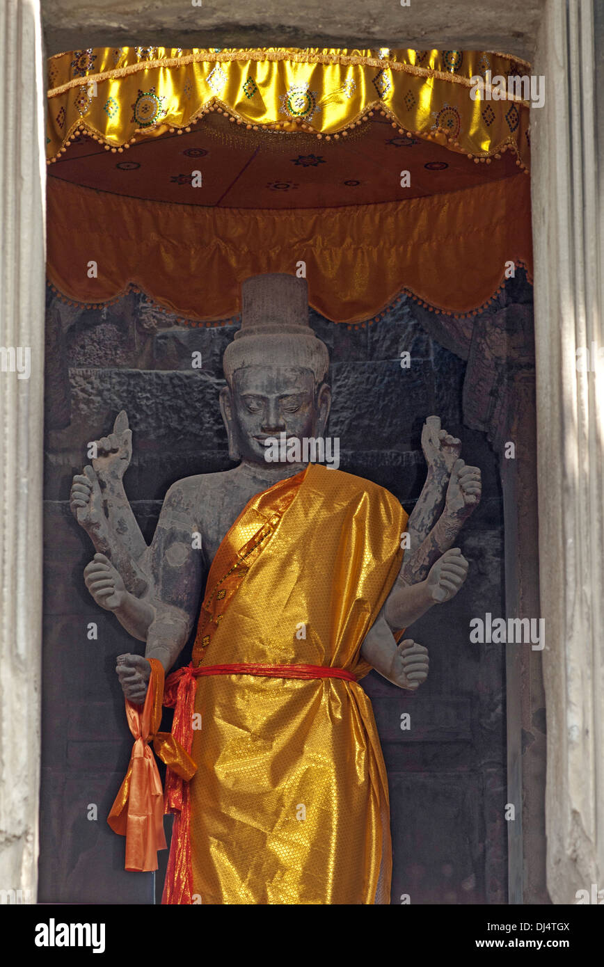 God Vishnu with eight armes, Angkor Wat Stock Photo