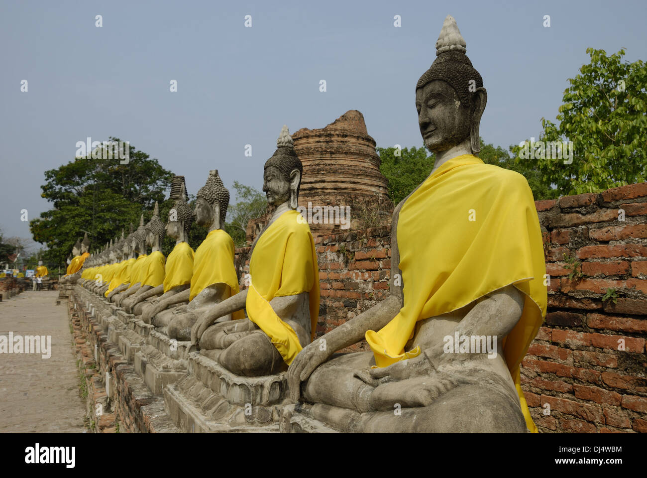 Buddhas at Wat Yai Chai Mongkol Stock Photo