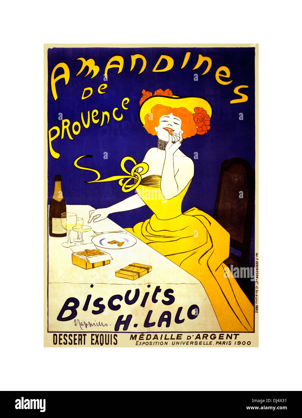 1900 French poster for Amandines de Provence biscuits by H Lalo winning the medaille d'argent (gold medal) Stock Photo