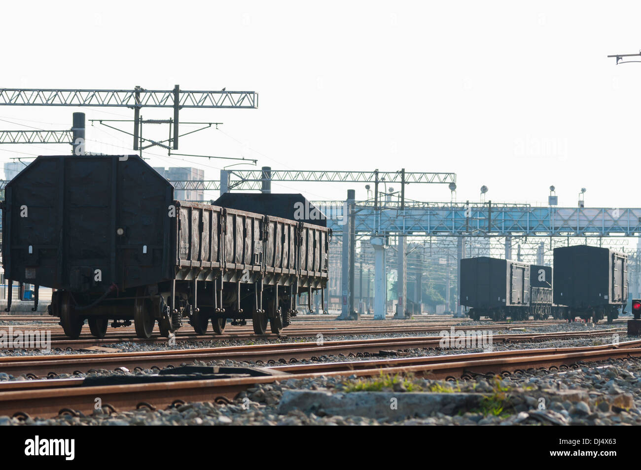 freight train carriages on railway Stock Photo Alamy