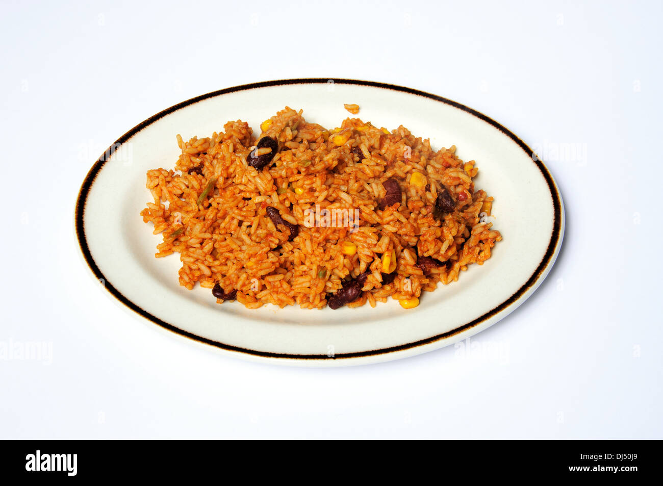 Mexican rice on a white plate Stock Photo - Alamy