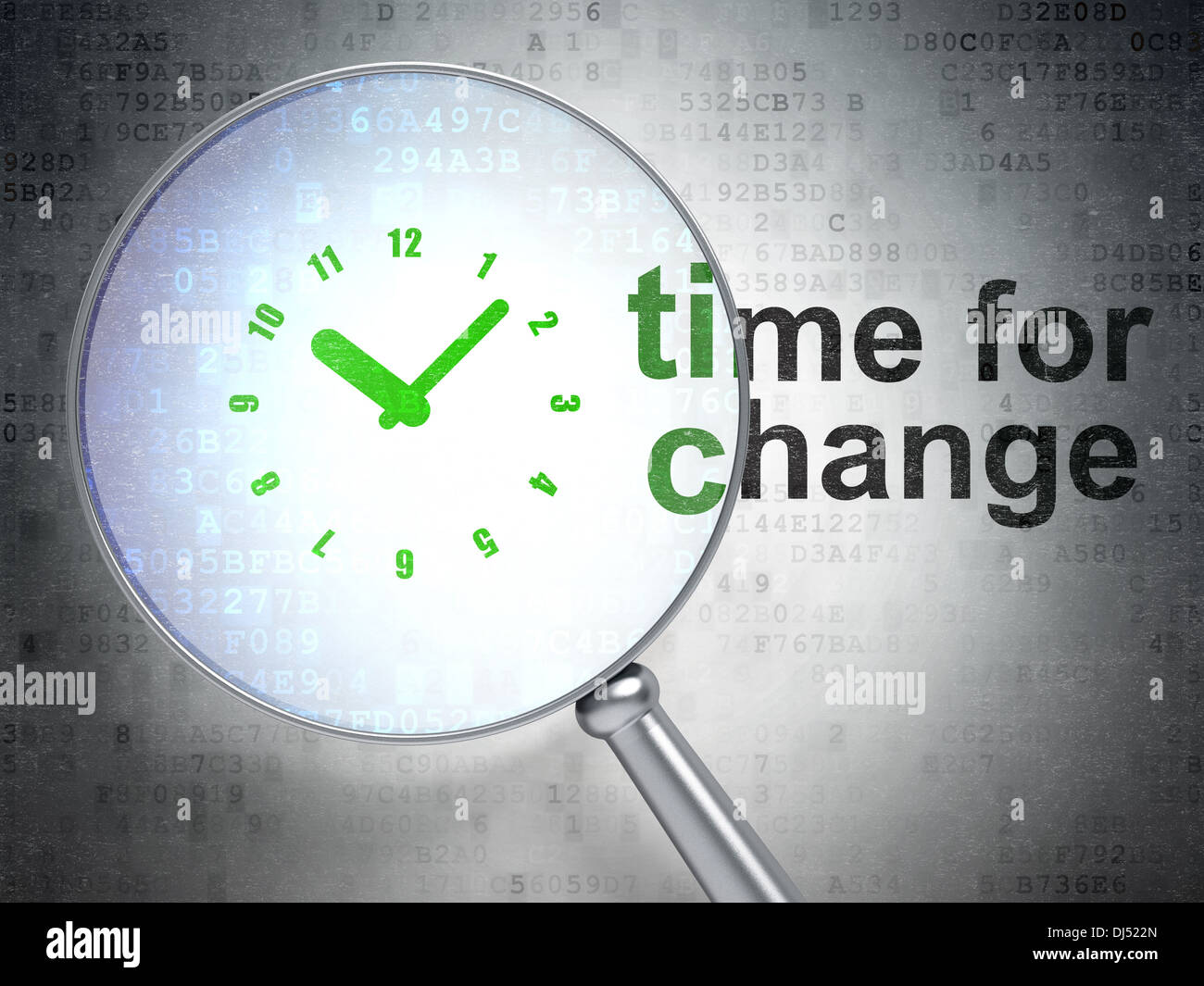 Timeline concept: Clock and Time for Change with optical glass Stock ...