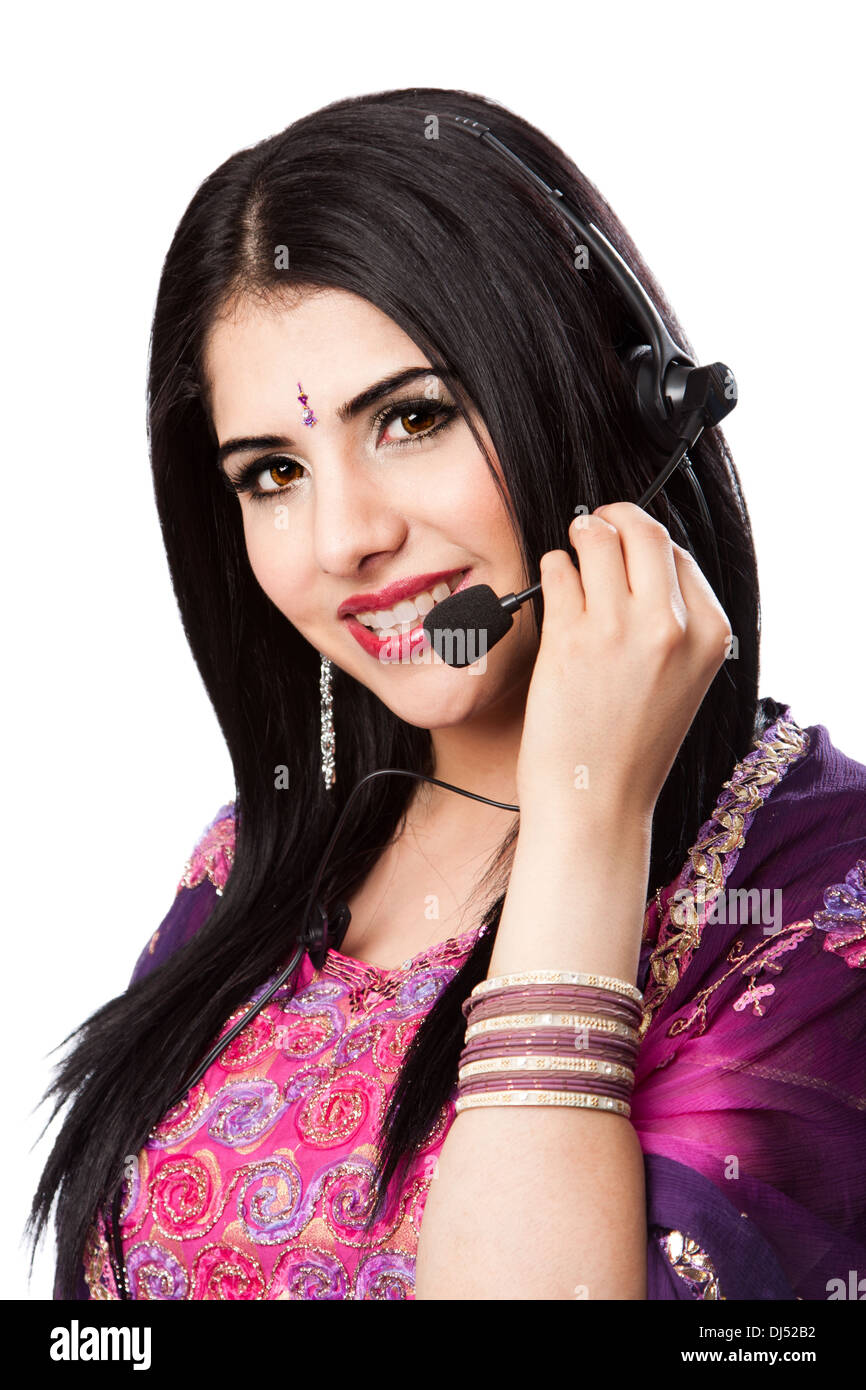 Happy Indian Customer Service Representative Stock Photo