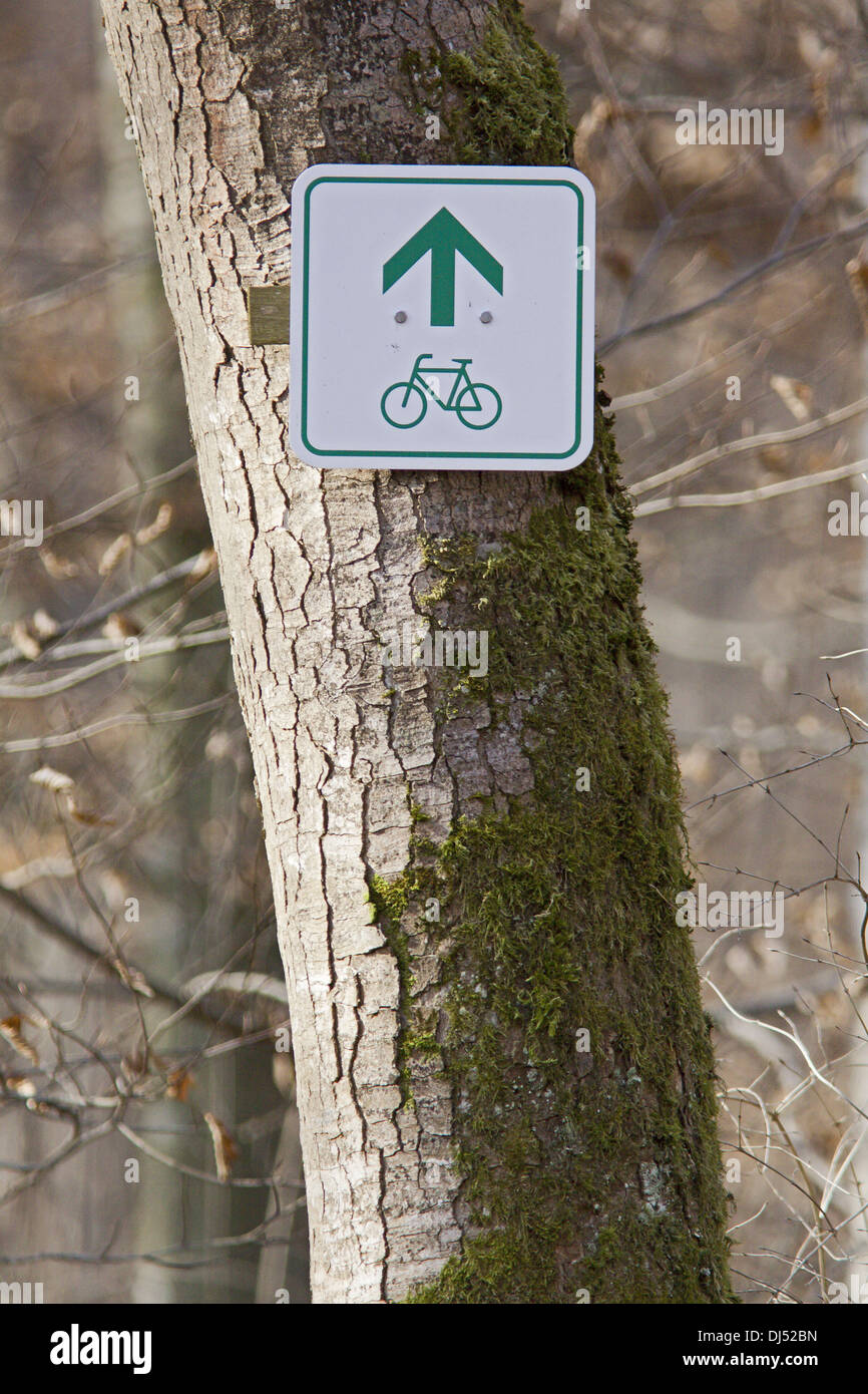 Cycling path direction sign Stock Photo