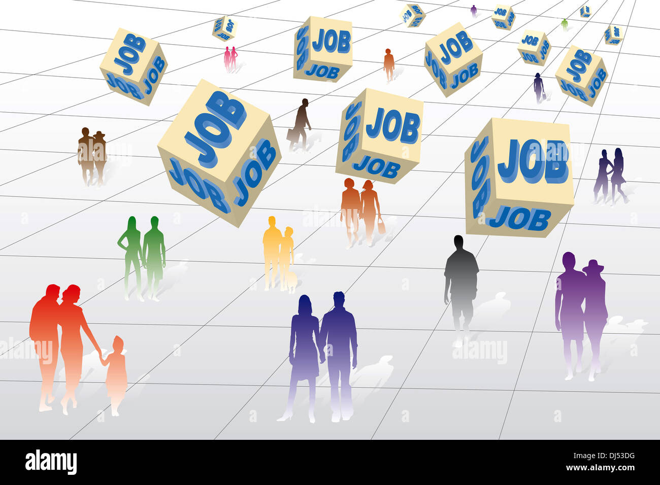 Many unemployed people looking for a job Stock Photo