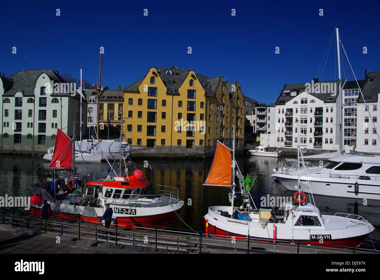 The harbour of Alesund Stock Photo