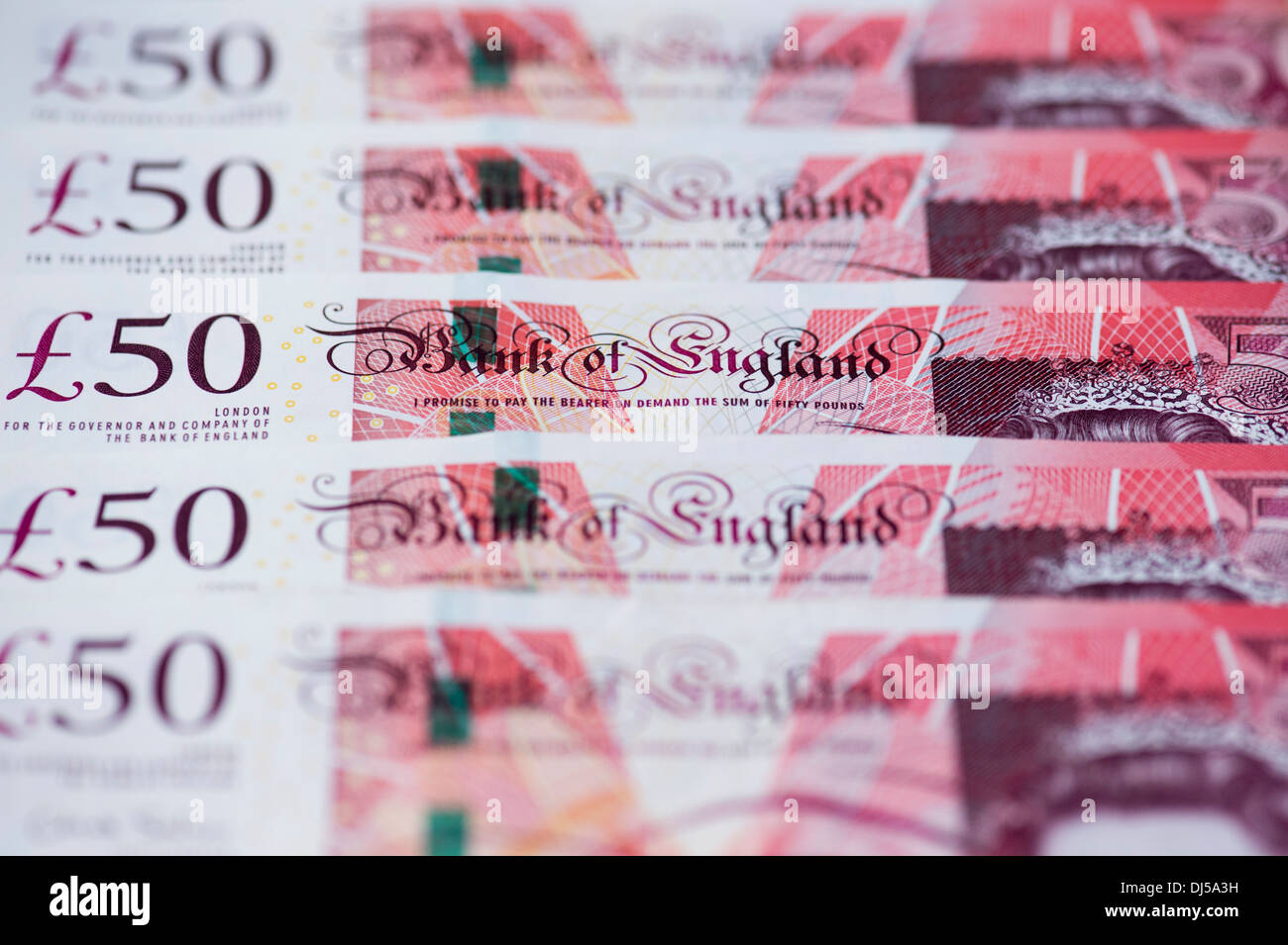 English fifty pound note pattern Stock Photo