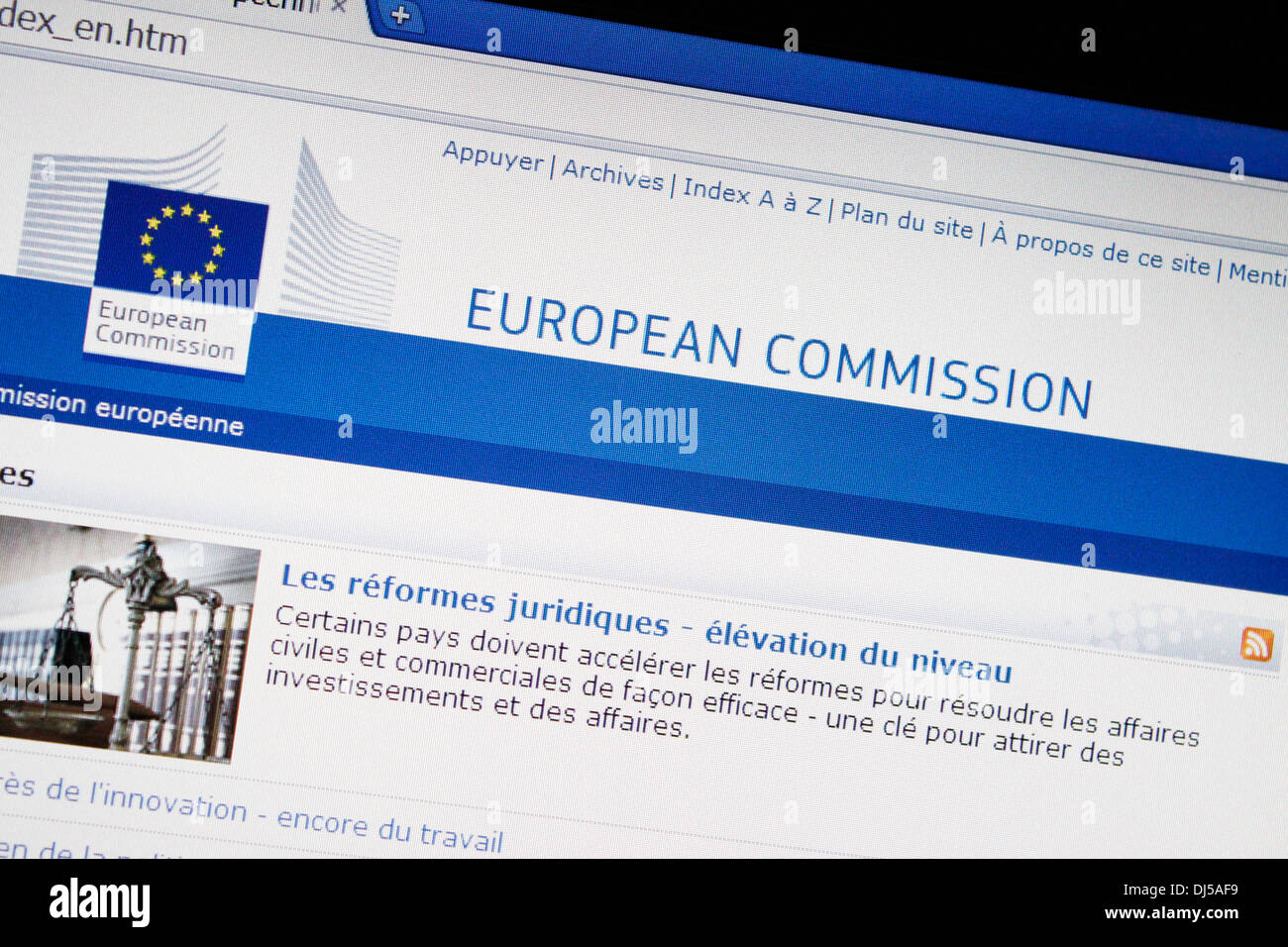 Website of the European Commission. Stock Photo