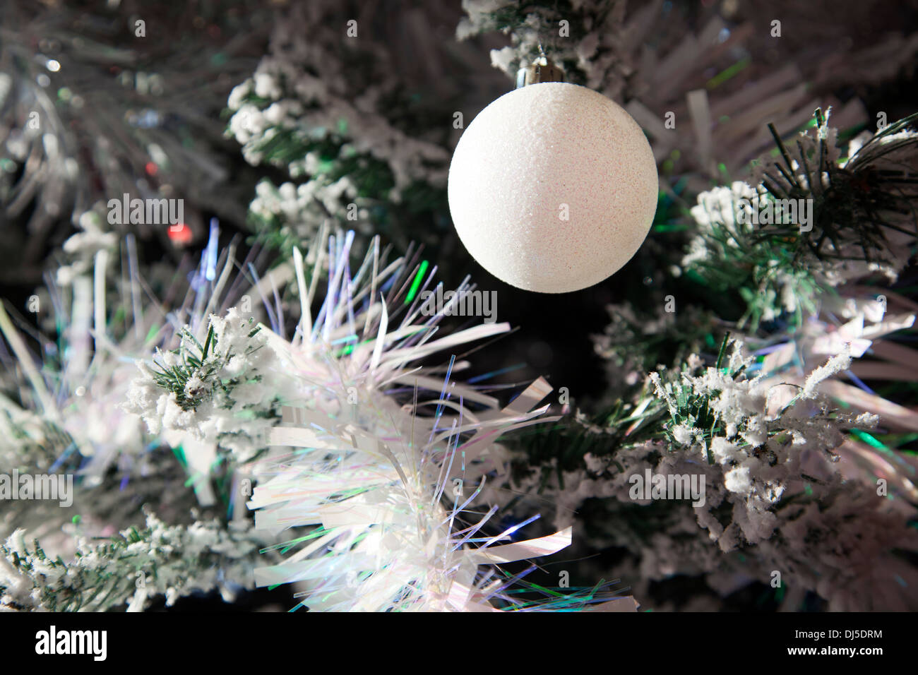 Fake Snow Xmas Tree Tinsel Stock Photo Alamy
