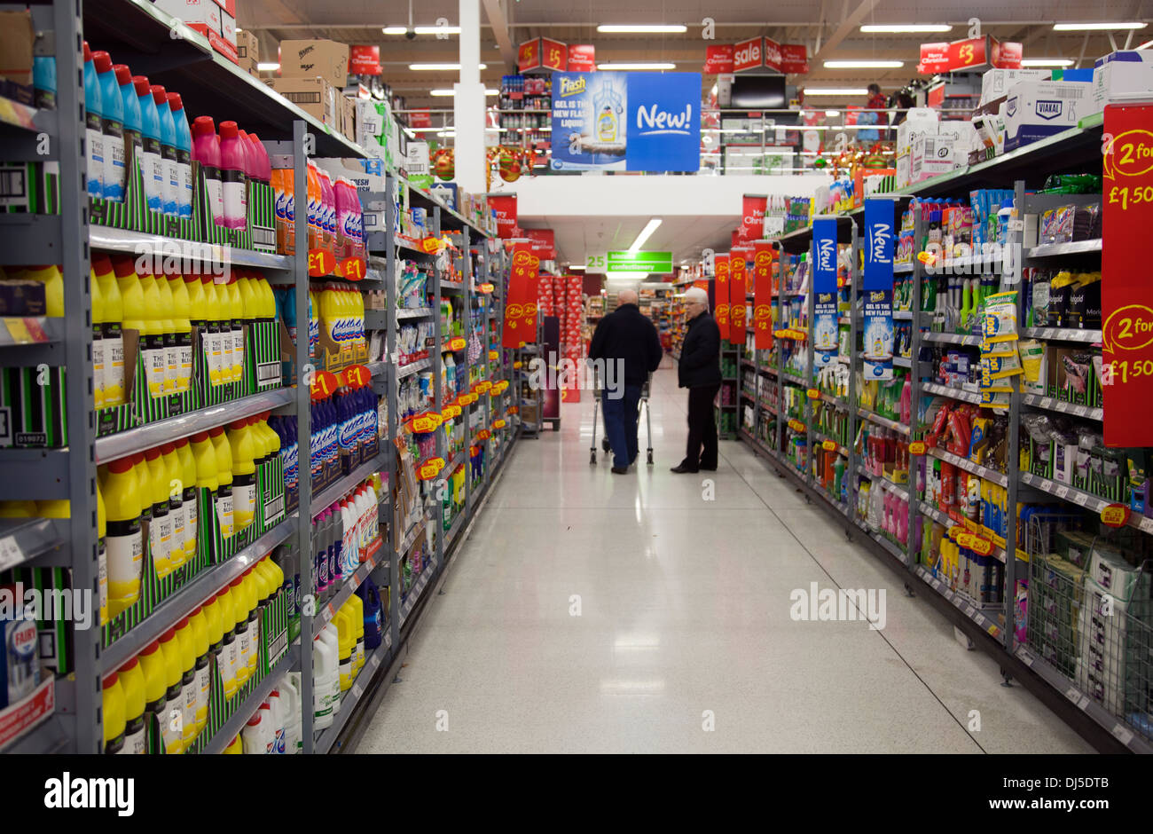 Asda Aisle of Cleaning Detergents in Wandsworth - London UK Stock Photo