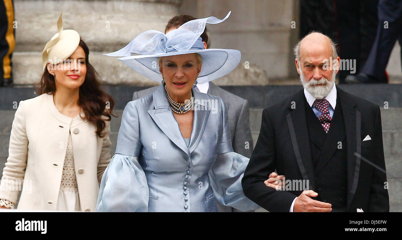 Prince Michael of Kent with Princess Michael of Kent leaving the Queen's Diamond Jubilee thanksgiving service at St. Paul's Cathedral London, England - 05.06.12 Stock Photo