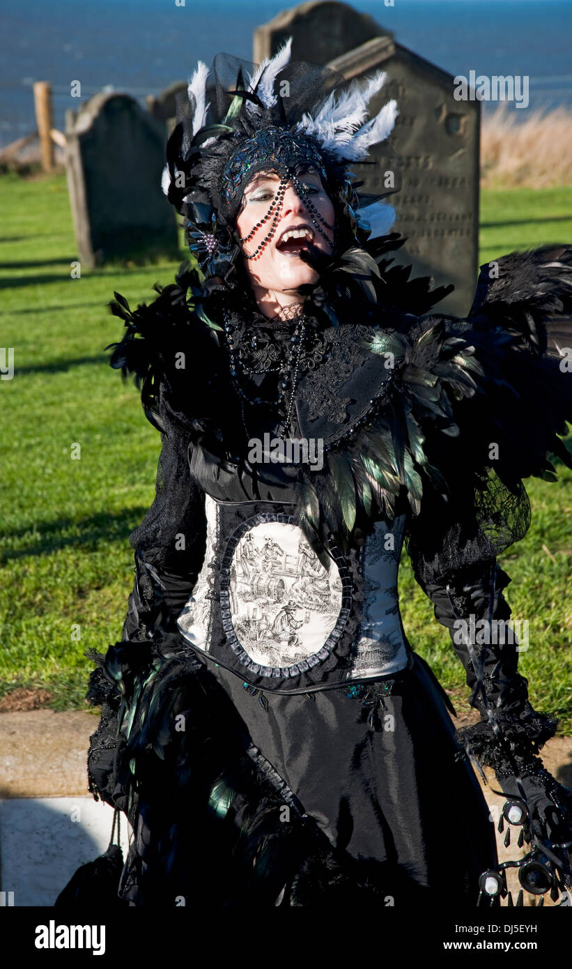 Vampiress at Whitby Goth Weekend North Yorkshire England UK United Kingdom GB Great Britain Stock Photo