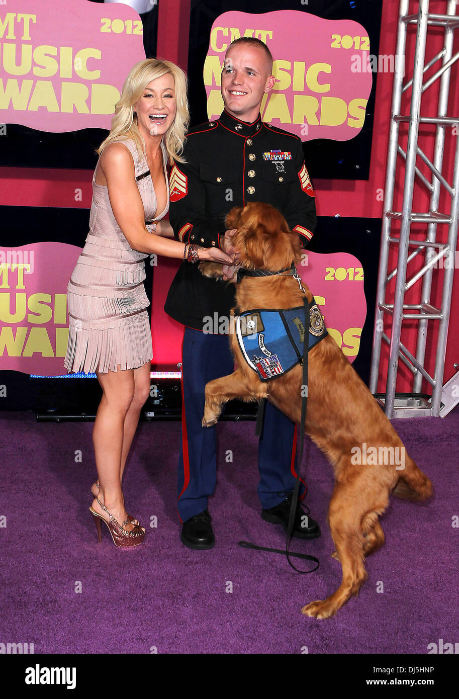 Kellie Pickler, U.S. Marine Sgt. Sean DeBevoise, Rusty the Dog 2012 CMT Music Awards at The Bridgestone Arena. Nashville, Tennessee - 06.06.12 Stock Photo
