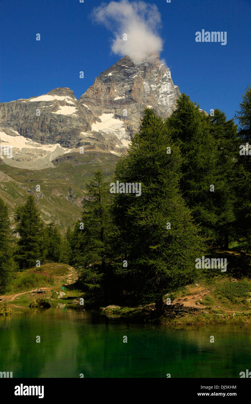 Cervino, Matterhorn peak in Breuil-Cervinia, Valtournenche, Aosta valley, Italy Stock Photo