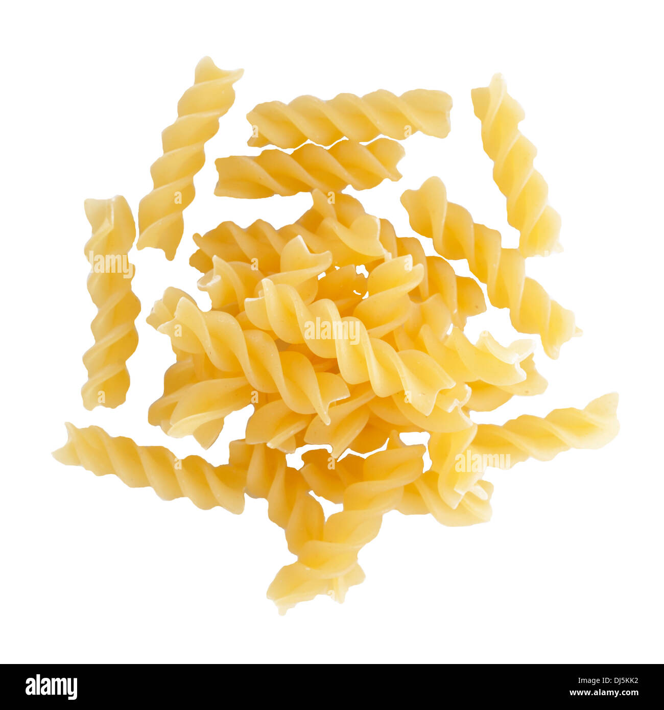 Fusilli pasta on a white background Stock Photo