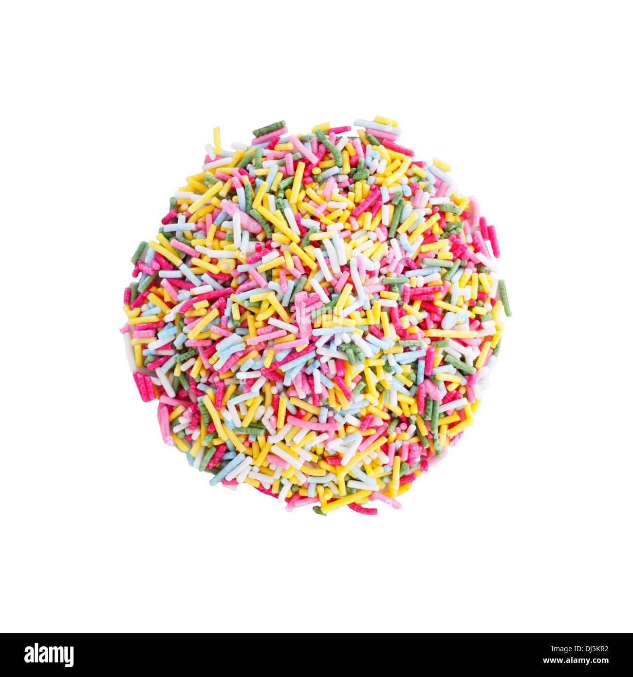 Sugar strands cake decorations on a white background Stock Photo