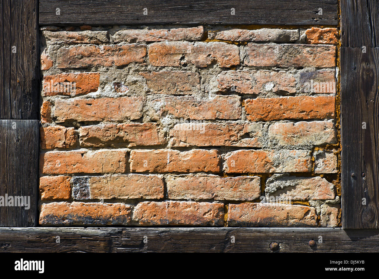Detail of the wall of a timber-framed house Stock Photo