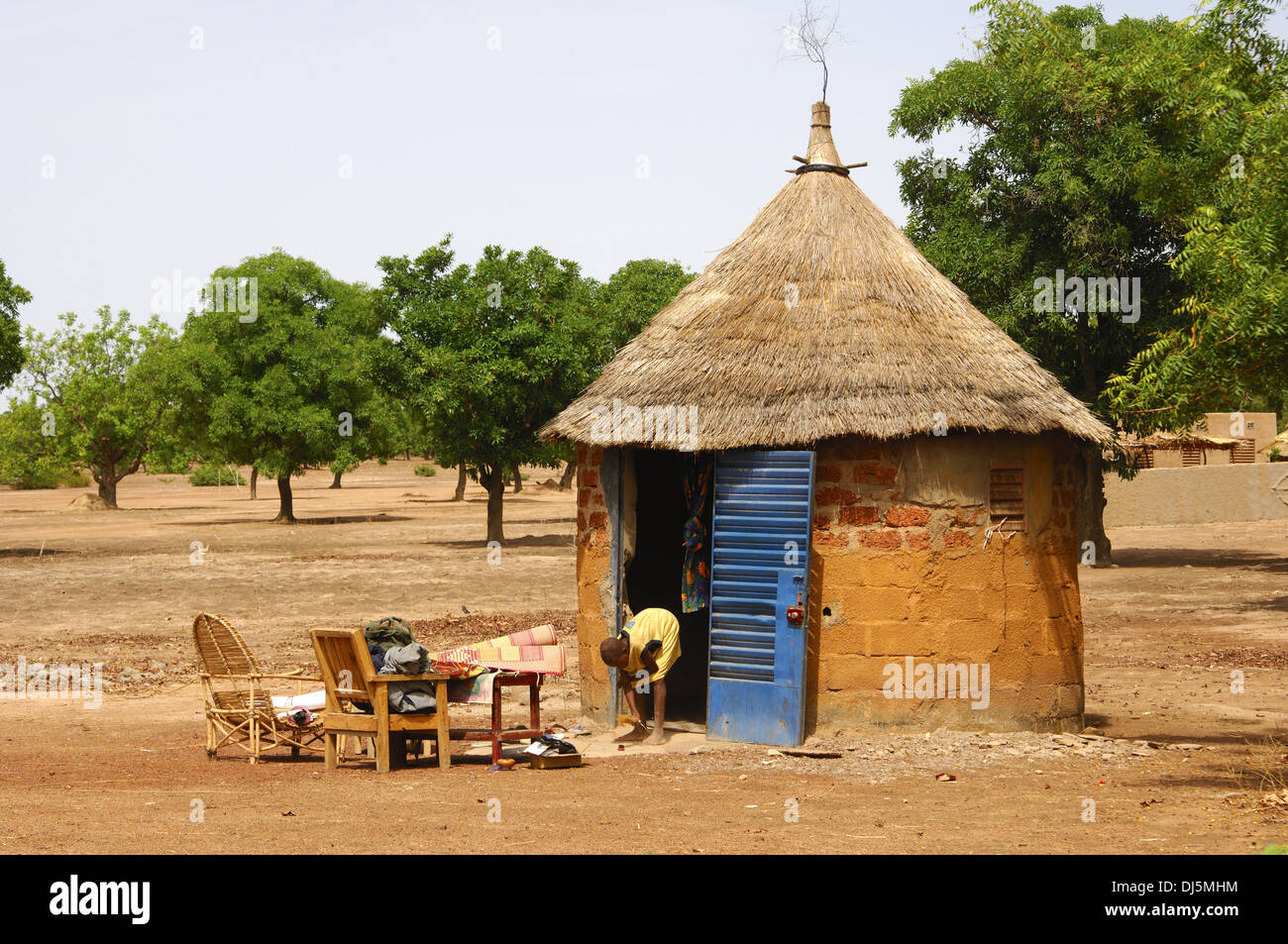 African round hut Stock Photo
