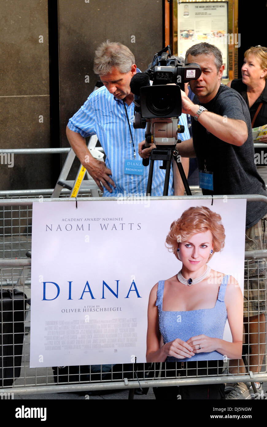 Cameraman preparing before the World Premier of the film 'Diana' (Odeon, Leicester Square, London, 5th Sept 2013) Stock Photo