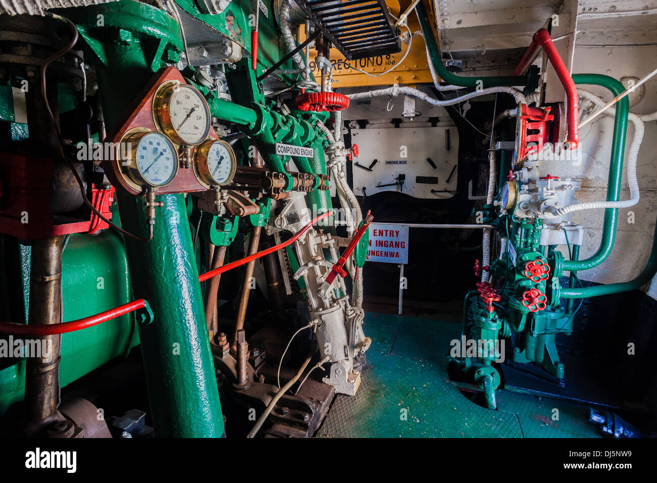 Steam Tug boat engine rooms mechanical steam bygone era for harbor