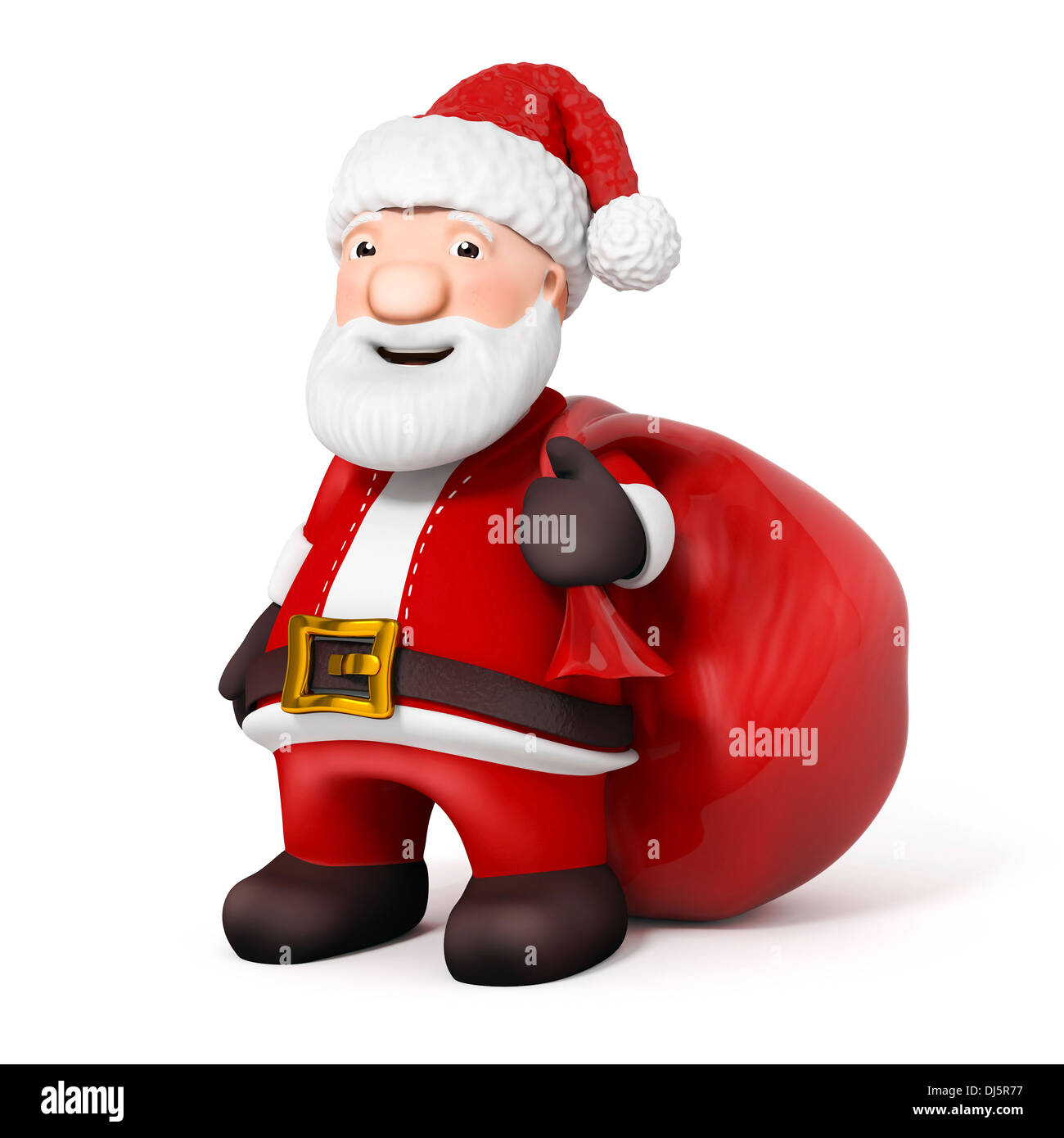 3D Cartoon Santa Claus with sack on white background Stock Photo - Alamy