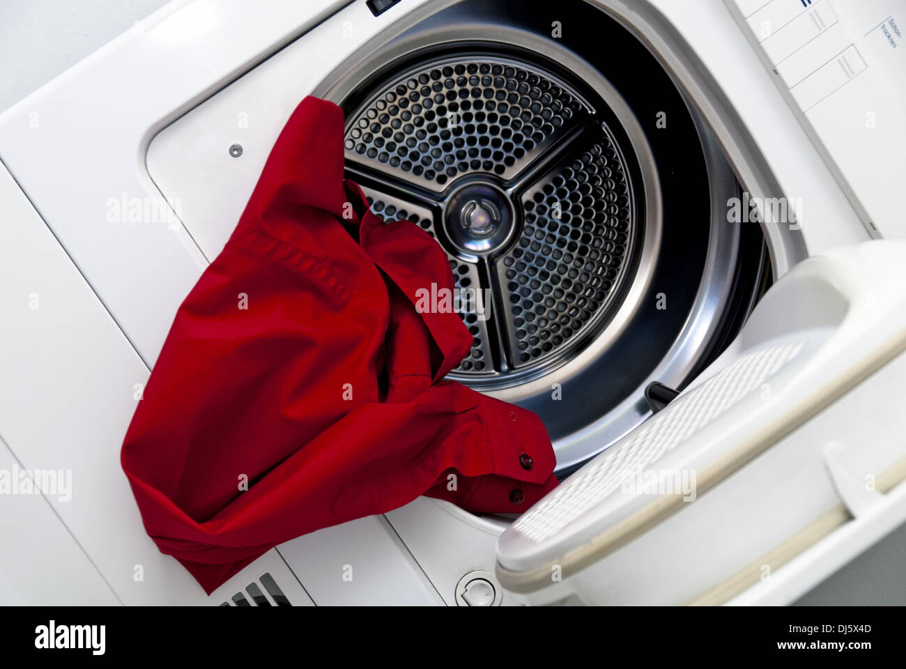 dryer with red shirt Stock Photo Alamy